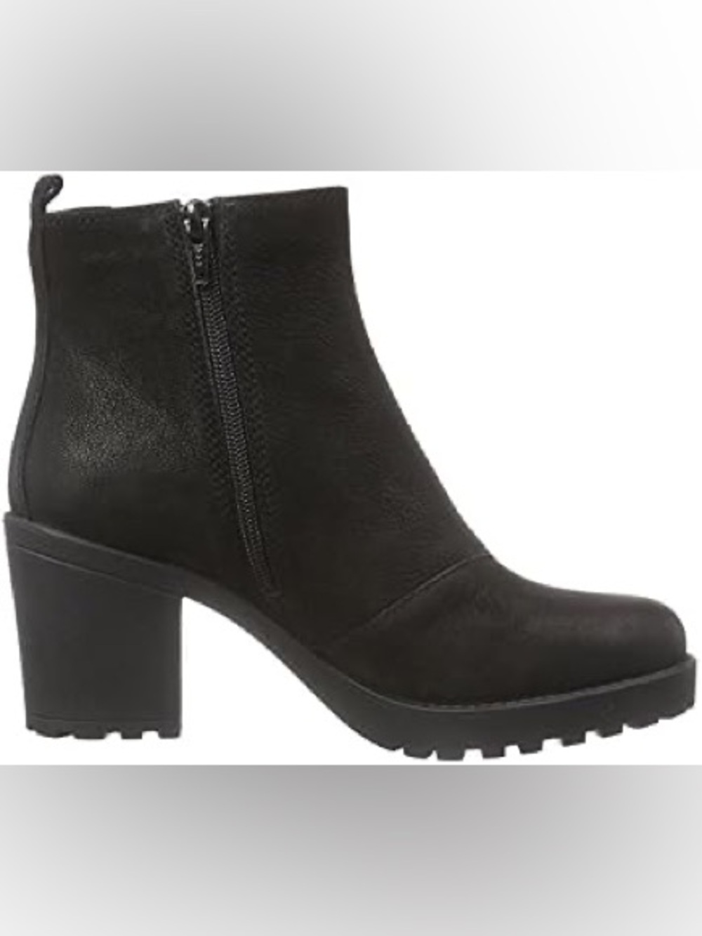 Vagabond Grace  Women's Black Leather Ankle Bootie Block Heel Zip  EU 38
